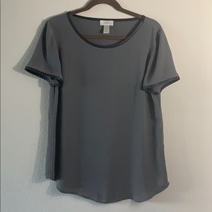 Loft Blouse with Faux Leather Trim